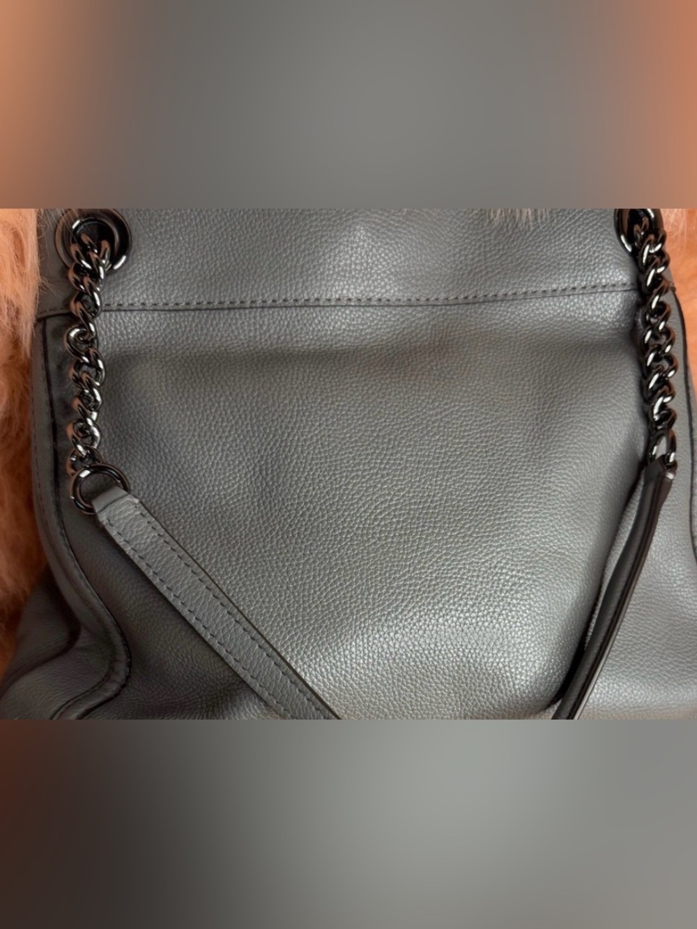 Coach EUC Gray Edie turn-lock Leather and Suede Shoulder Bag Retails $495 - Picture 2 of 12